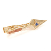 custom gold plated metal tie clip with masonic shovel pin